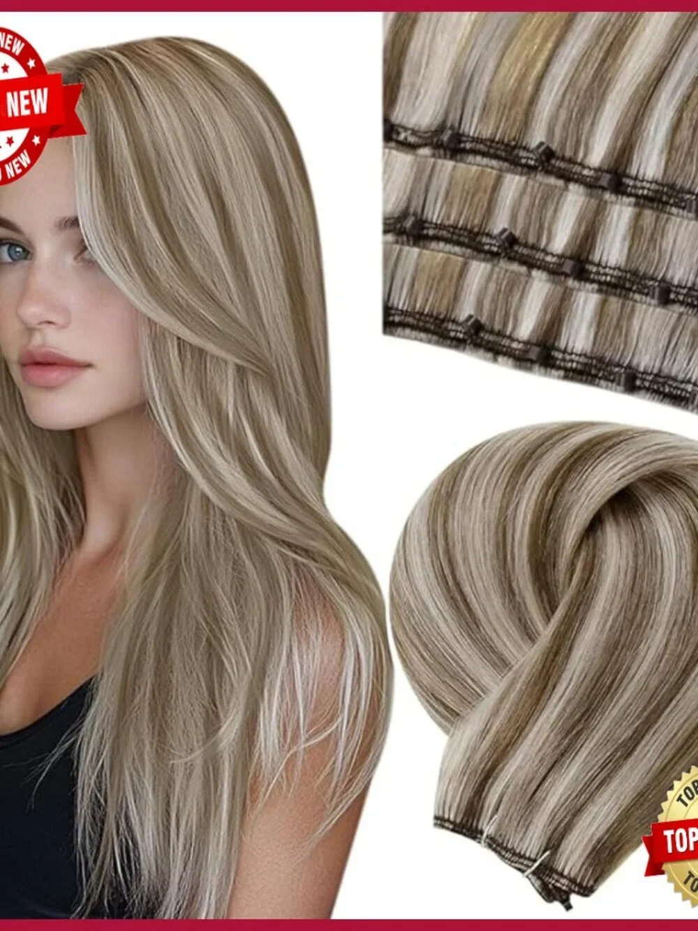 Human Hair Micro Beaded Weft Extensions 18 Inch 50g Reusable